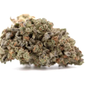 Mega Gummie Bearz THCa Flower Full-Term — dense neon green spade-shaped nugs with milky white crystal trichomes and thin amber hairs
