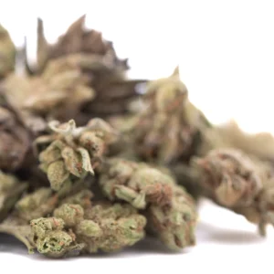 Poison Gushers THCa Flower greenhouse grown hemp buds with frosty trichomes and colorful pistils