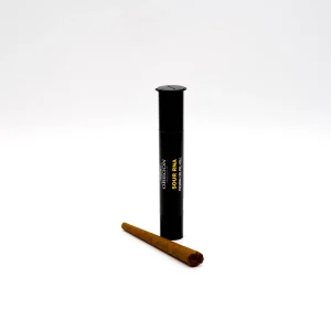 Sour RNA hemp flower pre rolls crafted from dense aromatic CBD hemp flower with frosty trichomes